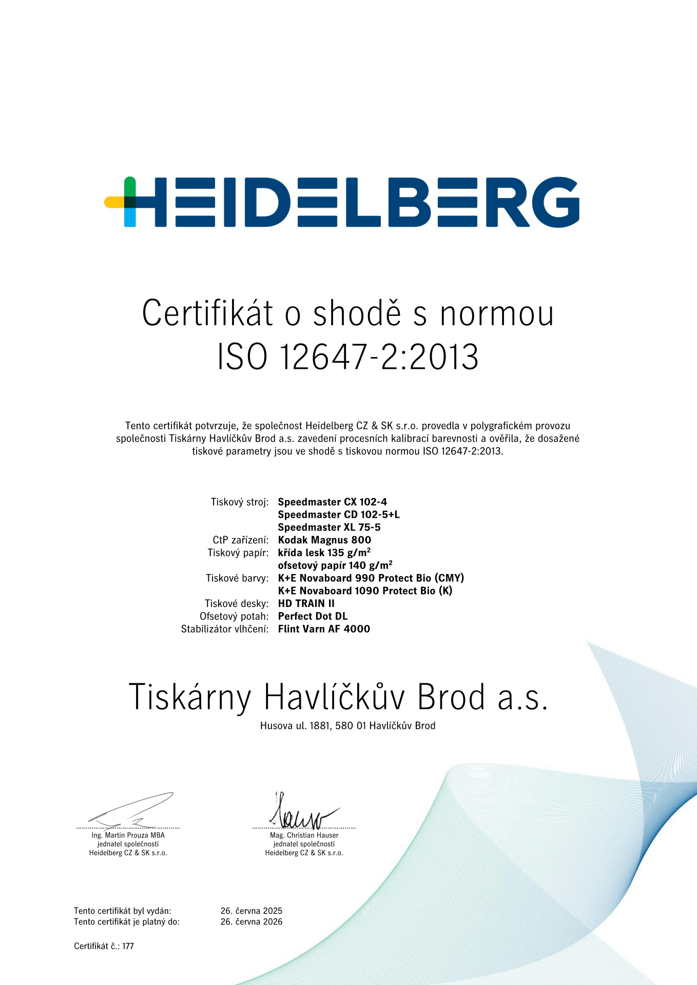 ISO 12647-2:2013 certificate